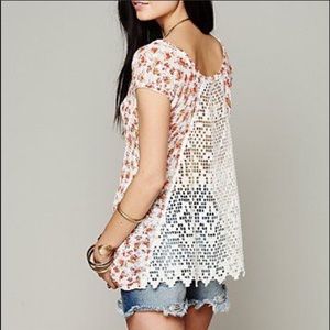 Free People | Ditsy Floral Crocheted Knit Top